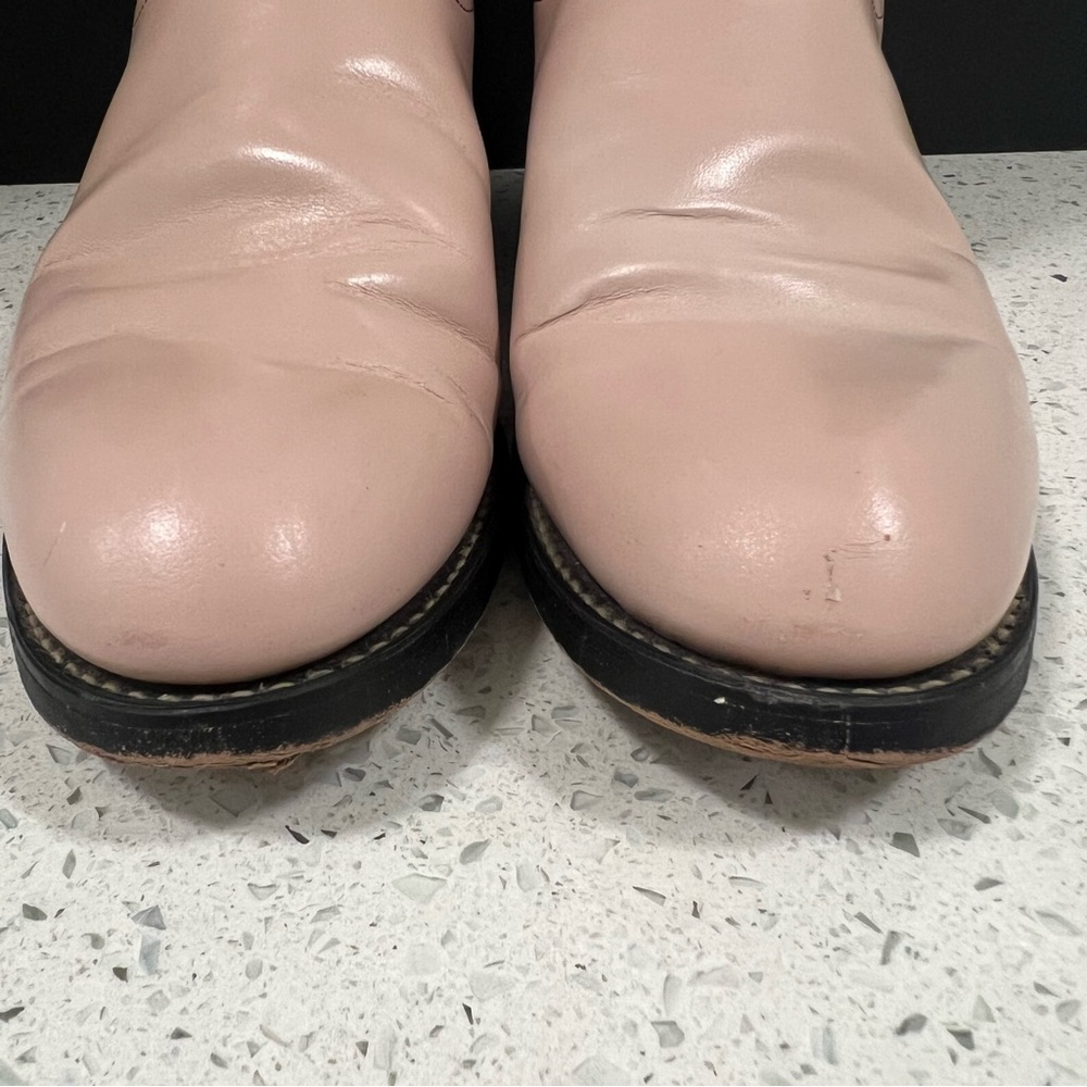 Vintage JUSTIN Diamond J Pearl Leather Roper Cowgirl Cowboy Boots Size 6.5C - Picture 4 of 11